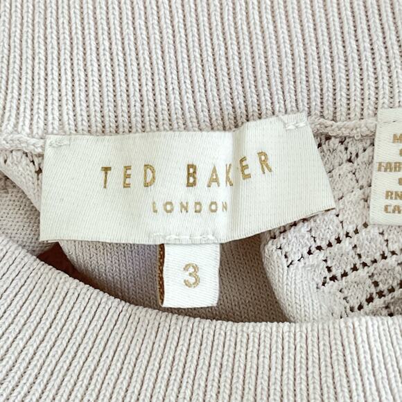 Ted Baker Azlylea Magnolia Jacquard Sweater Women’s Sz 3 US 6 (M) Blouson Sleeve - Picture 9 of 11